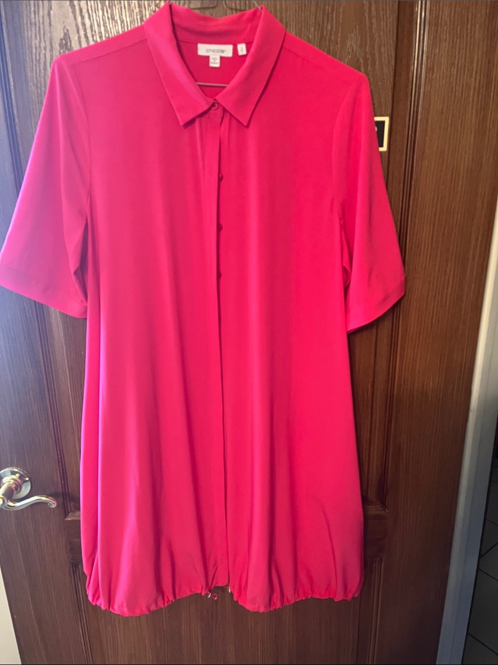 Chico's Hot Pink Button-Front Midi Dress